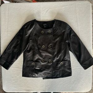 Talbots Women's Black Leather Jackie Fit Jacket size 4